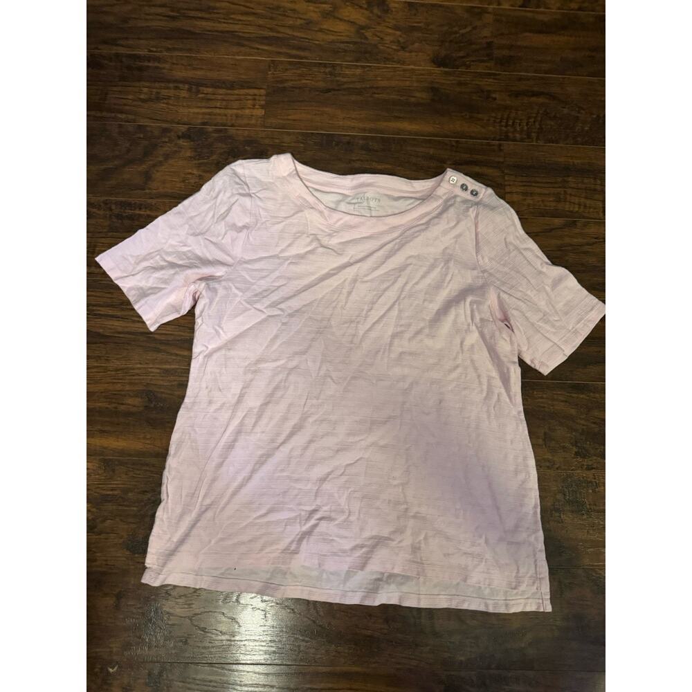 Talbots Short Sleeve Pastel Pink Crewneck T-Shirt 100% Cotton Large